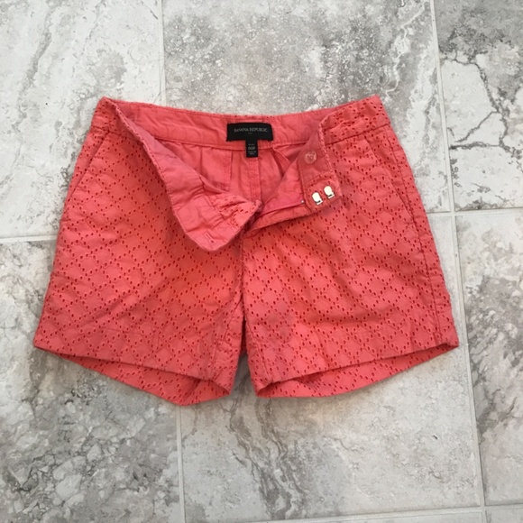 Banana Republic Orange Cotton Eyelet Shorts - Picture 2 of 4